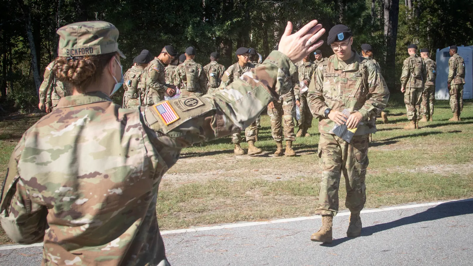Staff Sgt. Leah J. Bickford embraces her son Pvt. Jayden Audette after his Basic Combat Training graduation at Fort Jackson, September 2021. U.S. Army photo via DVIDS.